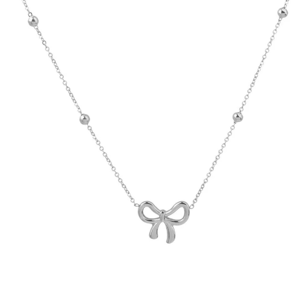 Elegant Titanium Steel Plating Bow Necklace